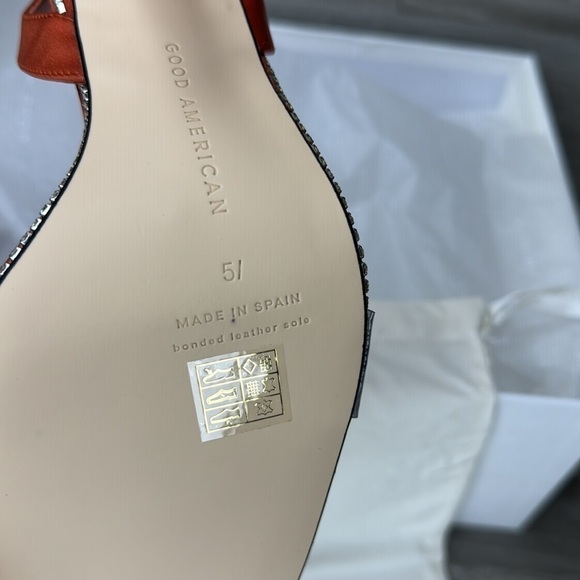 NIB Good American Orange Crush Rhinestone Ombré Spike Heels Size 5.5 - Picture 6 of 7